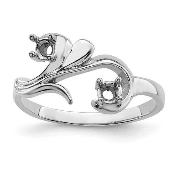 Sterling Silver Rhodium-plated Synthetic 2 Stone Mother's Ring