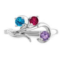 14K White Gold Synthetic Family Jewelry Ring view 5