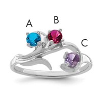 14K White Gold Synthetic Family Jewelry Ring view 1