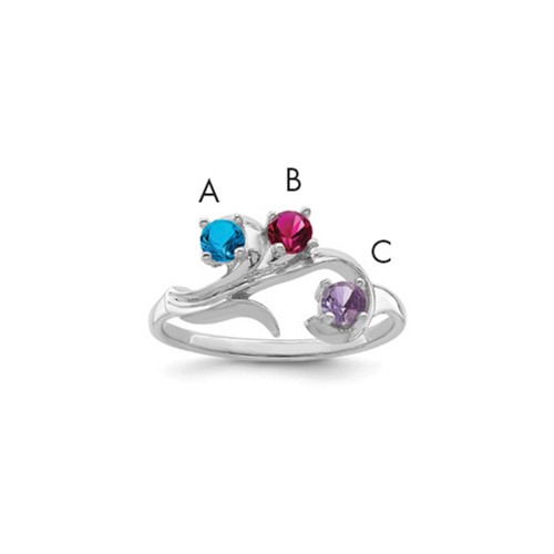 14K White Gold Synthetic Family Jewelry Ring