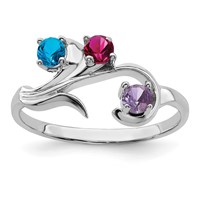 14K White Gold Synthetic Family Jewelry Ring view 2