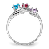 14K White Gold Synthetic Family Jewelry Ring view 3
