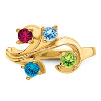14K Yellow Gold Genuine 4 Stone Mother's Ring view 5