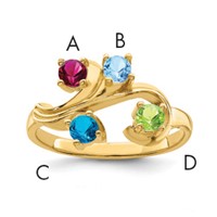 14K Yellow Gold Genuine 4 Stone Mother's Ring view 1