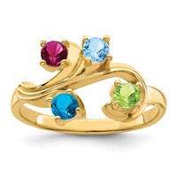 14K Yellow Gold Genuine 4 Stone Mother's Ring view 2