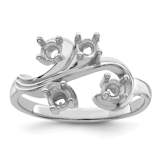 Sterling Silver Rhodium-plated Synthetic 4 Stone Mother's Ring