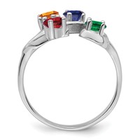 Sterling Silver Rhodium-plated Synthetic 4 Stone Mother's Ring view 3