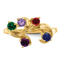 14K Yellow Gold Genuine 5 Stone Mother's Ring view 5