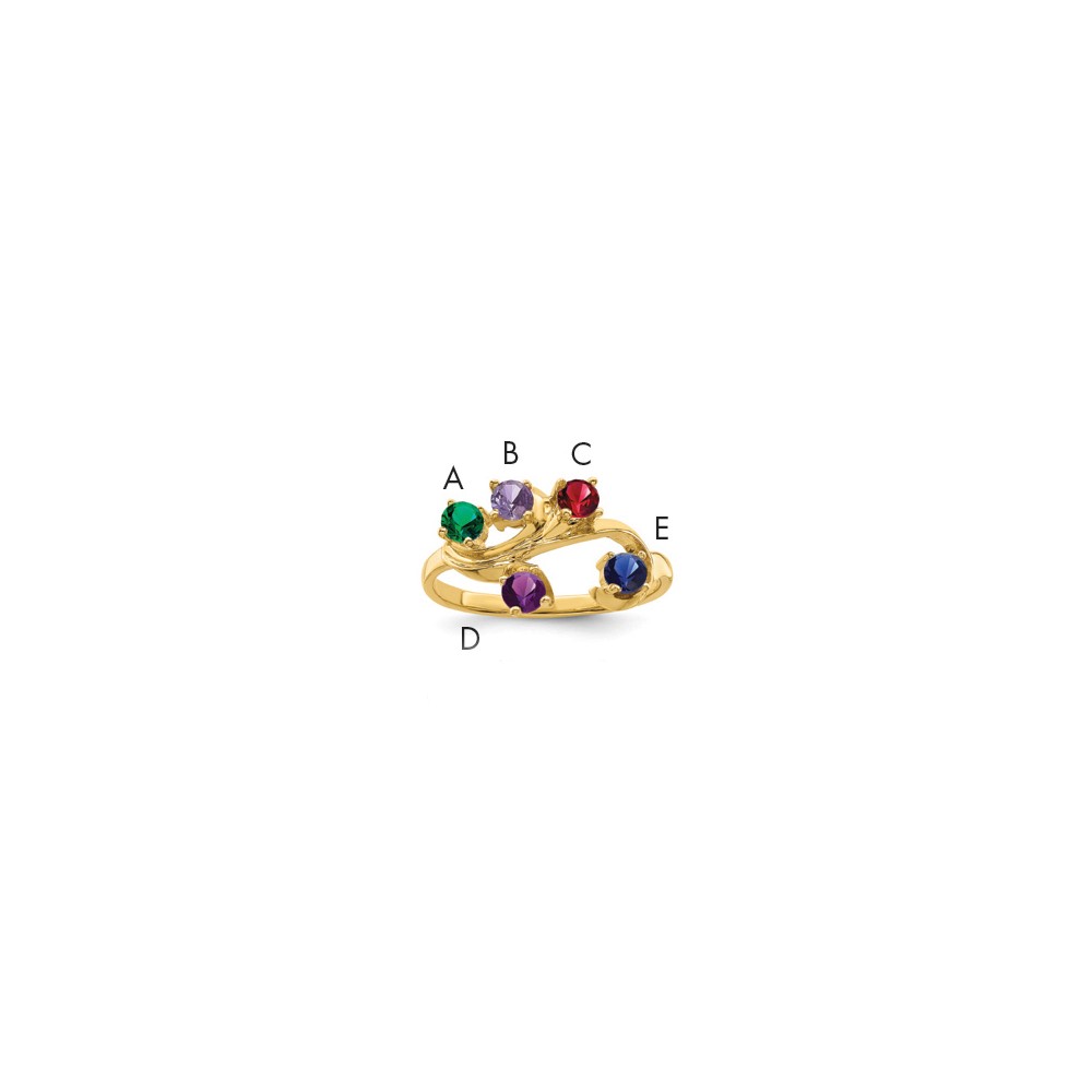 14K Yellow Gold Genuine 5 Stone Mother's Ring