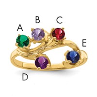 14K Yellow Gold Genuine 5 Stone Mother's Ring view 1