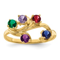14K Yellow Gold Genuine 5 Stone Mother's Ring view 2