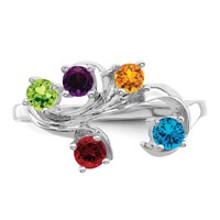 14K White Gold Genuine 5 Stone Mother's Ring view 5