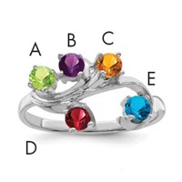 14K White Gold Genuine 5 Stone Mother's Ring view 1