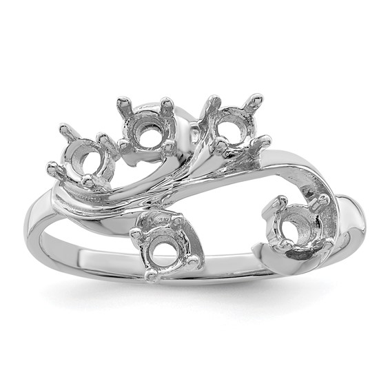 Sterling Silver Rhodium-plated Synthetic 5 Stone Mother's Ring