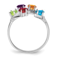 14K White Gold Genuine 5 Stone Mother's Ring view 3