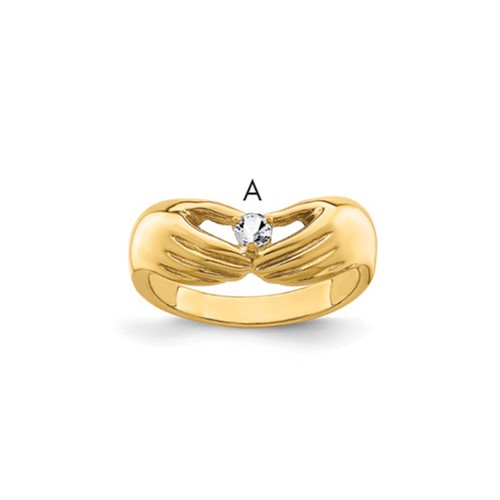 14K Yellow Gold 1 Genuine Stone Family Ring