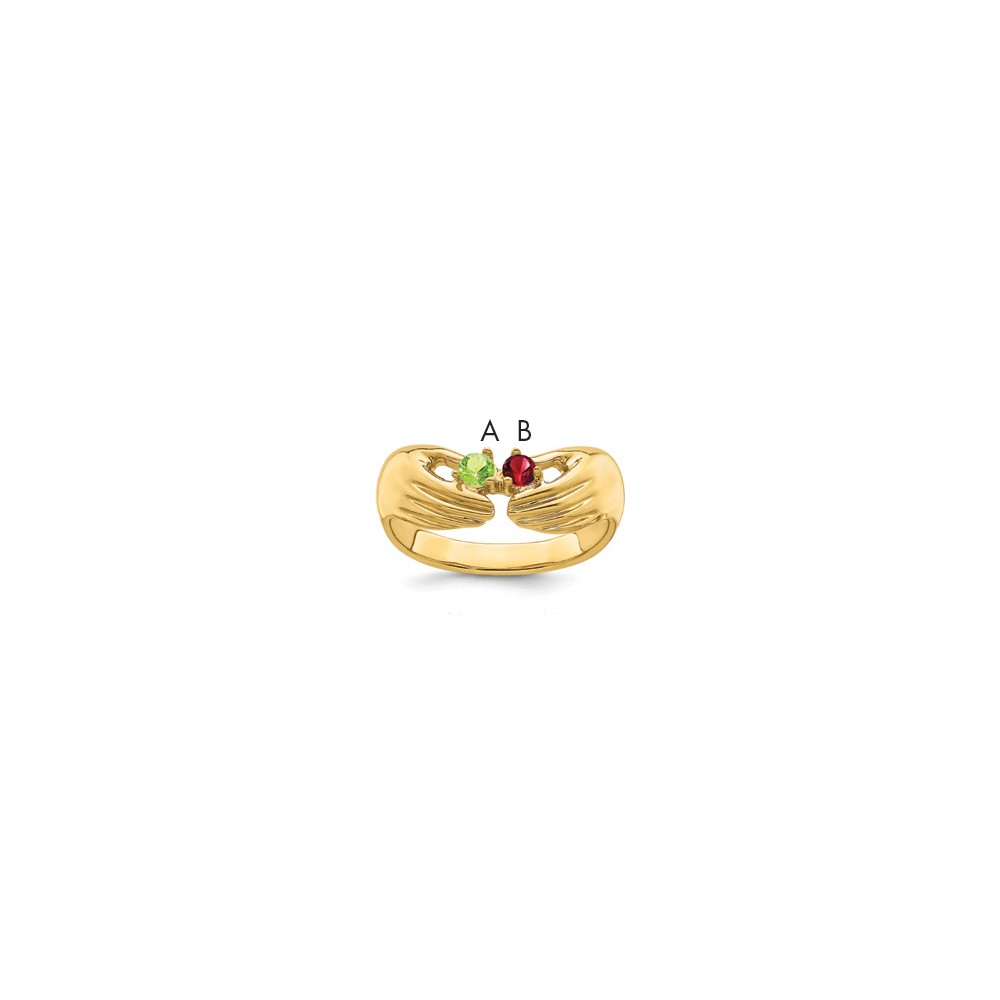 14K Yellow Gold 2 Genuine Stone Family Ring