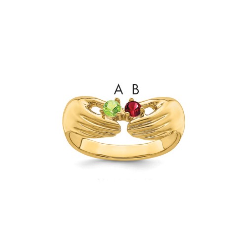 14K Yellow Gold 2 Synthetic Stone Family Ring