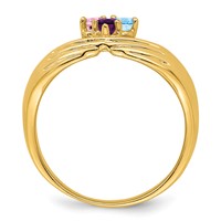 14K Yellow Gold 3 Genuine Stone Family Ring view 3