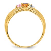 14K Yellow Gold 4 Genuine Stone Family Ring view 3