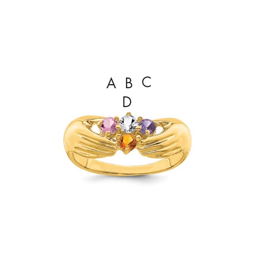 14K Yellow Gold 4 Synthetic Stone Family Ring