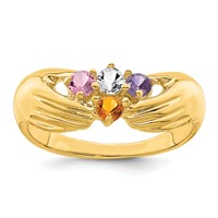 14K Yellow Gold 4 Genuine Stone Family Ring view 2