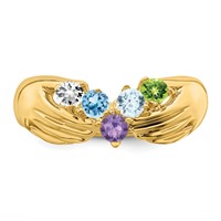 14K Yellow Gold 5 Genuine Stone Family Ring view 5