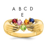 14K Yellow Gold 5 Genuine Stone Family Ring view 1