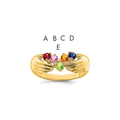 14K Yellow Gold 5 Synthetic Stone Family Ring