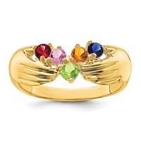 14K Yellow Gold 5 Genuine Stone Family Ring view 2