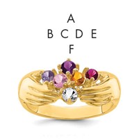 14K Yellow Gold 6 Synthetic Stone Family Ring view 1