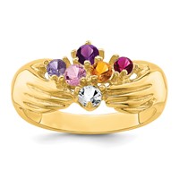 14K Yellow Gold 6 Synthetic Stone Family Ring view 2