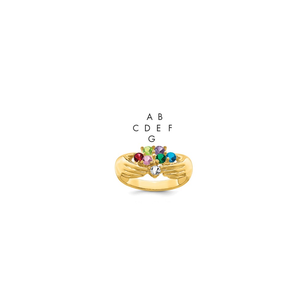 14K Yellow Gold 7 Genuine Stone Family Ring