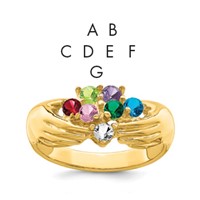 14K Yellow Gold 7 Genuine Stone Family Ring view 1