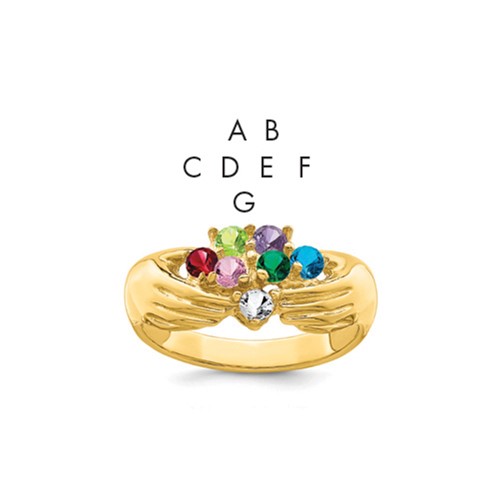 14K Yellow Gold 7 Synthetic Stone Family Ring