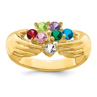 14K Yellow Gold 7 Genuine Stone Family Ring view 2