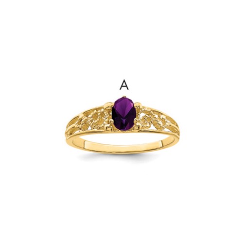 14K Yellow Gold 1 Synthetic Stone Family Ring