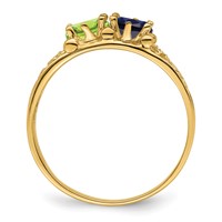 14K Yellow Gold 2 Genuine Stone Family Ring view 3