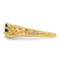 14K Yellow Gold 2 Synthetic Stone Family Ring view 3