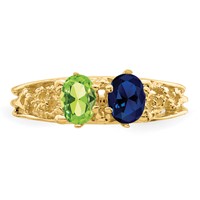 14K Yellow Gold 2 Synthetic Stone Family Ring view 4