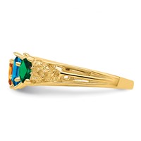 14K Yellow Gold 3 Synthetic Stone Family Ring view 4