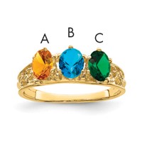 14K Yellow Gold 3 Synthetic Stone Family Ring view 1