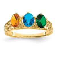 14K Yellow Gold 3 Synthetic Stone Family Ring view 2