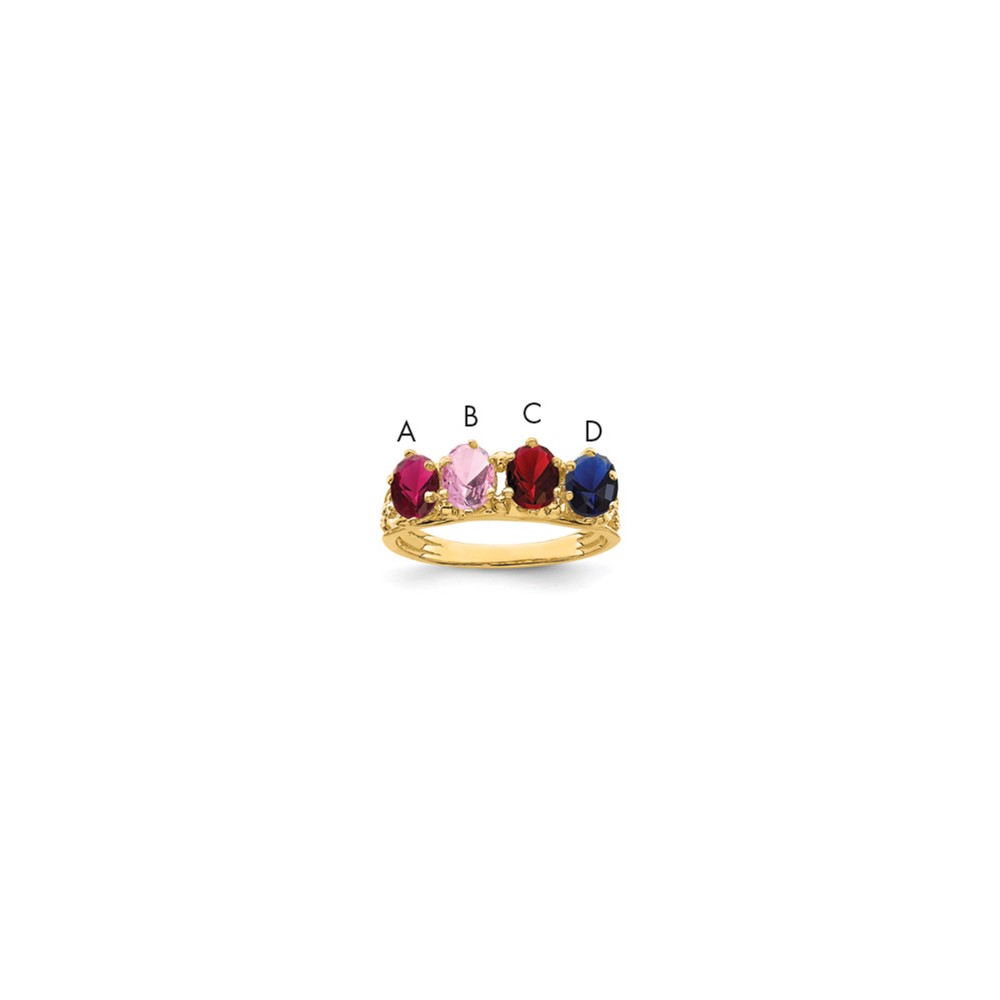 14K 4 Genuine Stone Family Ring