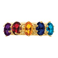 14K Yellow Gold 5 Synthetic Stone Family Ring view 5