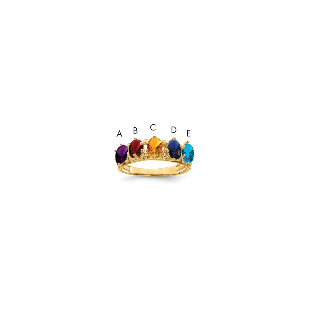 14K Yellow Gold 5 Synthetic Stone Family Ring