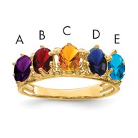 14K Yellow Gold 5 Synthetic Stone Family Ring view 1