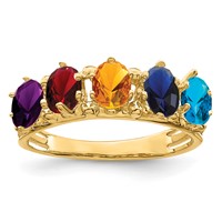 14K Yellow Gold 5 Synthetic Stone Family Ring view 2