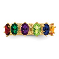 14K Yellow Gold 6 Genuine Stone Family Ring view 5