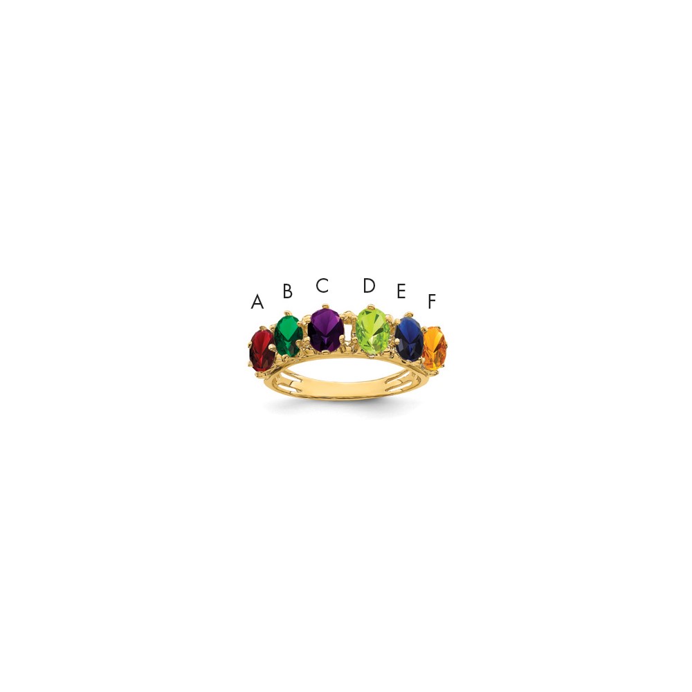14K Yellow Gold 6 Genuine Stone Family Ring